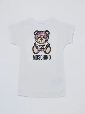 Abito bambina Moschino in felpa con logo Toy Bianco