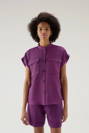 Blusa a maniche corte in misto lino                                                                                Charisma Purp