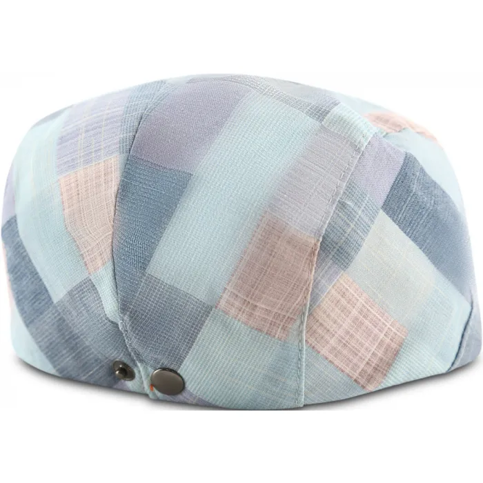 Cappellino classico uomo a scacchi azzurro