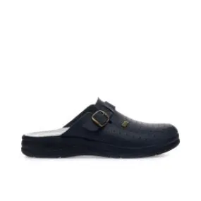 Ciabatte sanitarie blu in pelle da uomo