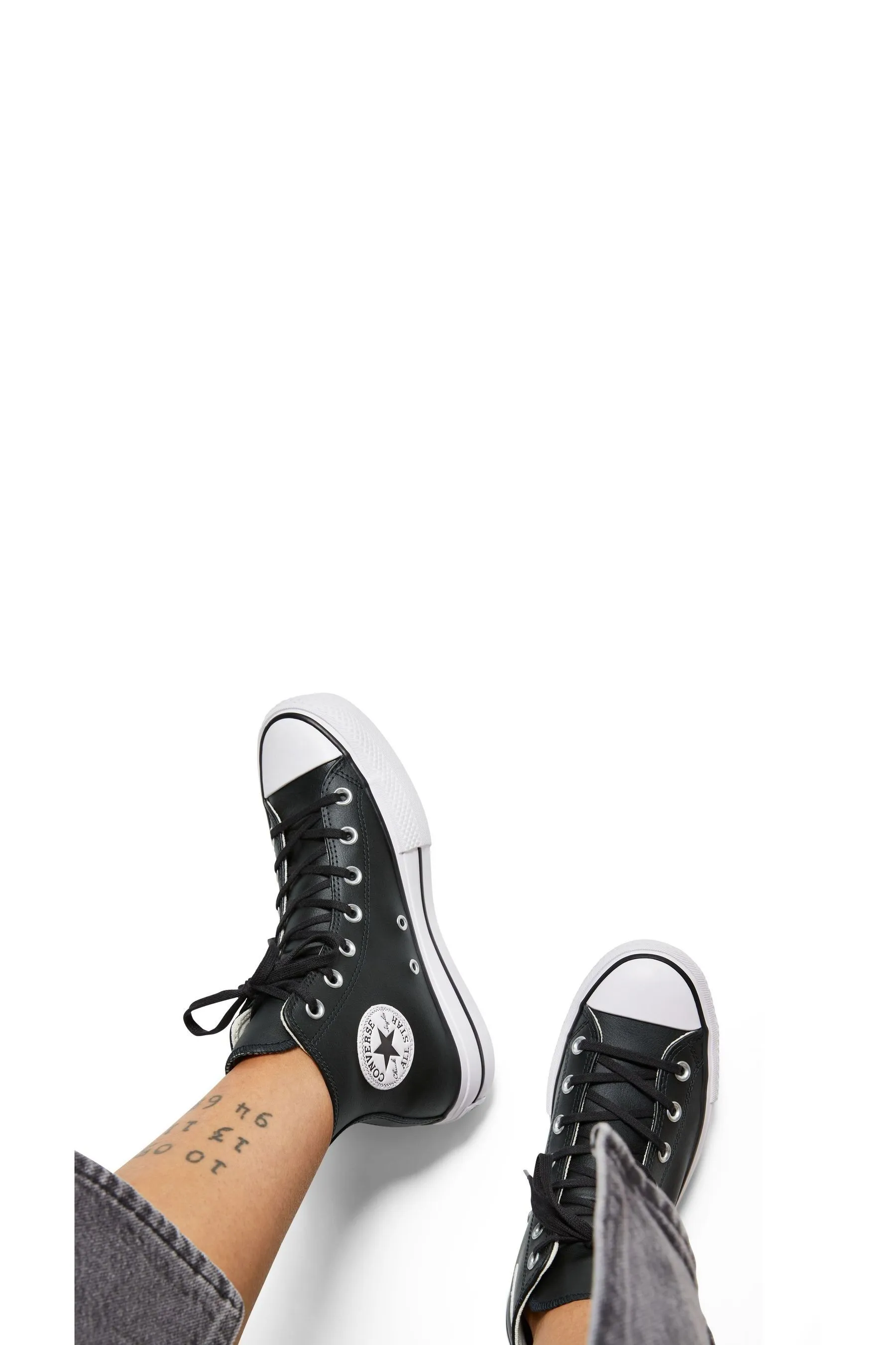 Converse - Chuck Taylor - Scarpe da ginnastica alte in pelle con plateau rialzato