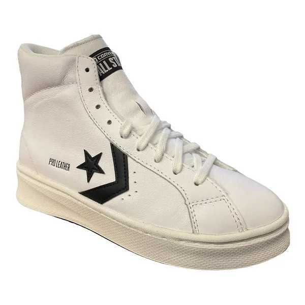 Converse scarpa sneakers in pelle da donna Pro Leather Lift Hi 172386C bianco-nero