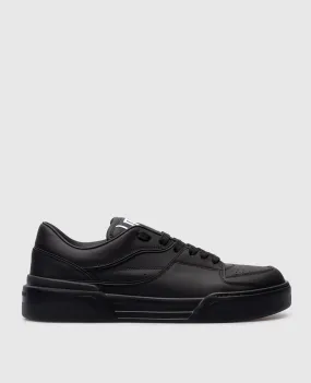 Dolce&Gabbana Sneakers in pelle nera di New Roma con toppa con logo CS2036A1065