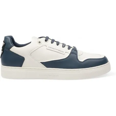 Emporio Armani Sneakers in Pelle Bianca e Blu da Uomo