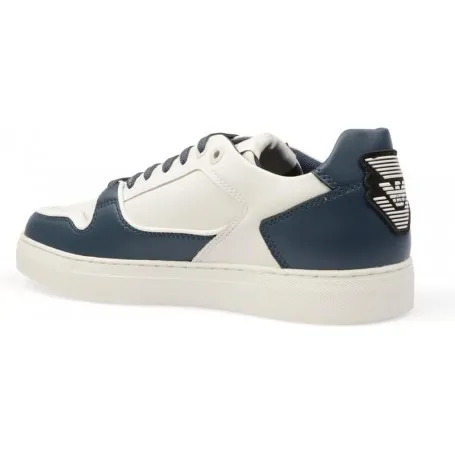 Emporio Armani Sneakers in Pelle Bianca e Blu da Uomo