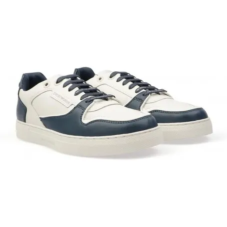 Emporio Armani Sneakers in Pelle Bianca e Blu da Uomo