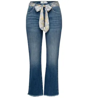 FREEMAN T.PORTER jeans cropped da donna a vita alta pantalone bootcut 7/8 con cintura in tessuto 92959744 blu