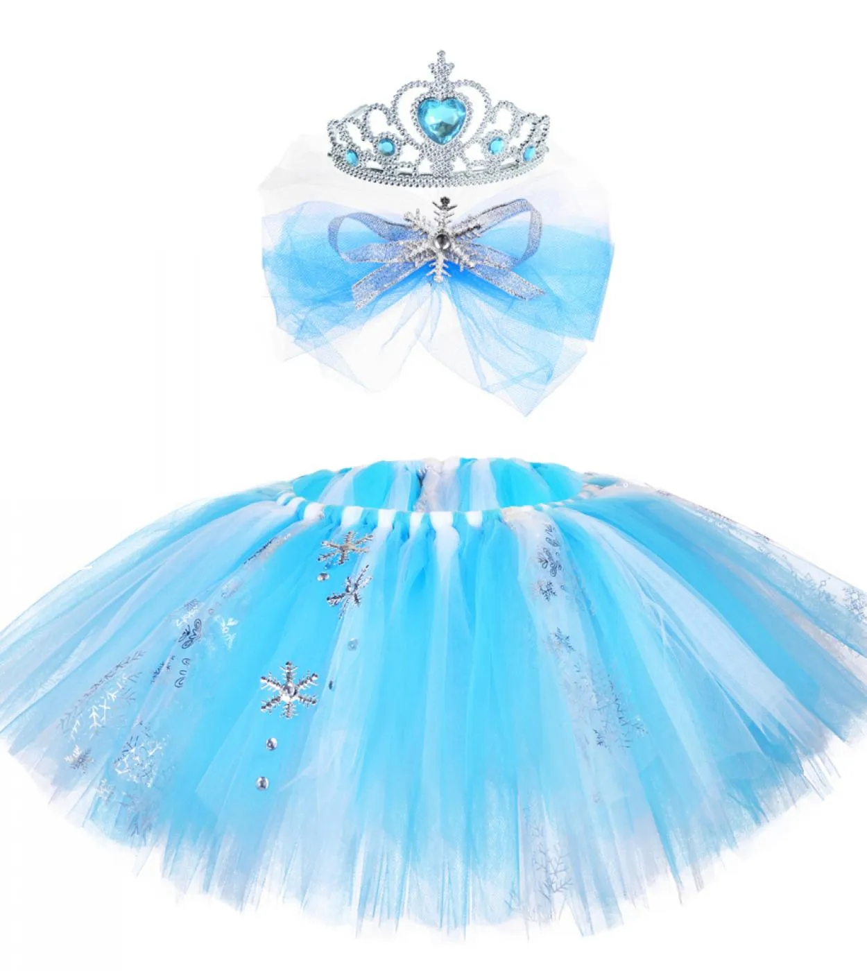 Gonna tutu Elsa per bambine Gonne principessa in tulle per bambini con corona Tutù bambina bambina Costume natalizio nascita