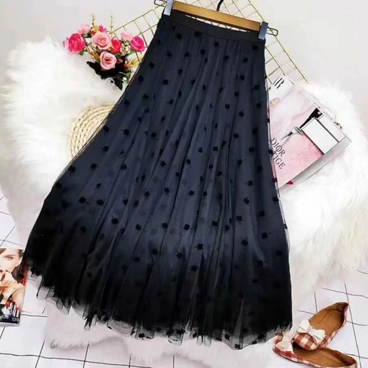 Gonne per donna Primavera Estate Vintage  Streetwear Midi Maxi gonna in tulle Autunno a vita alta Moda Harajuku Sci lungo