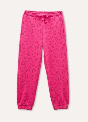 Jogger in puro cotone con stampa bambina