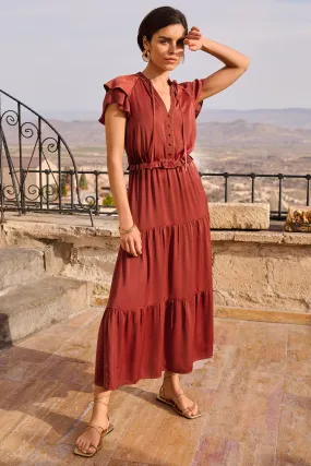 Love & Roses - Ruches Satin - Abito midi con perline