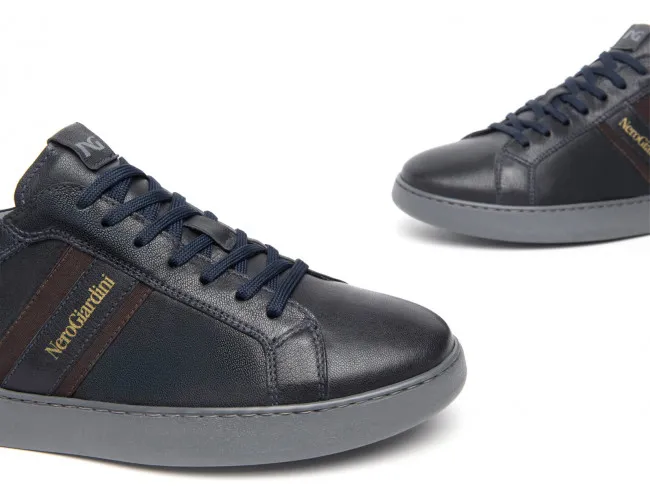 NERO GIARDINI SCARPE IN PELLE UOMO INVERNO I303080U 228  SNEAKERS BLU SCURO