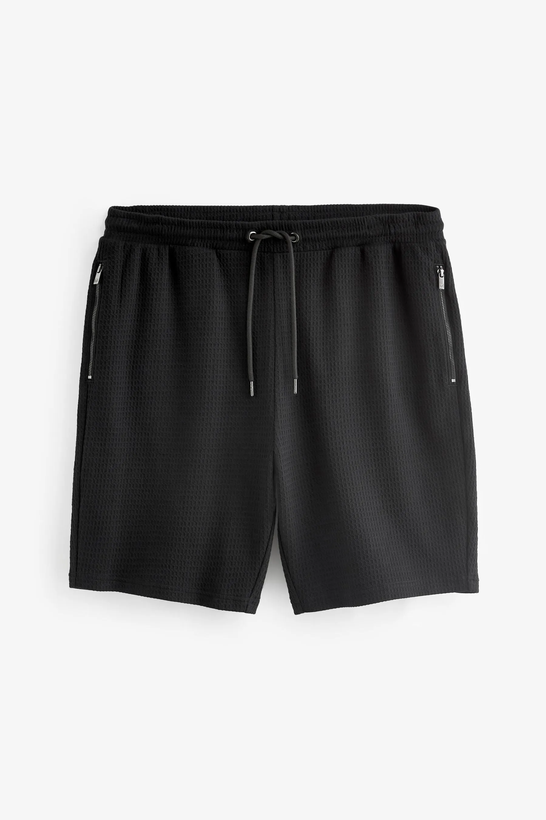 Nero  - Shorts in jersey a nido d'ape