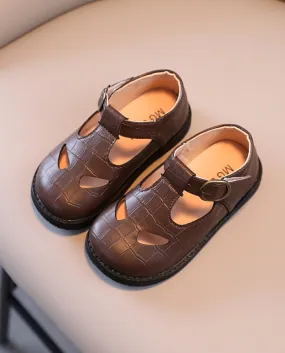 Nuove scarpe in pelle per ragazze Scarpe estive per bambini sottili e cave Scarpe per bambini in velcro con fondo morbido