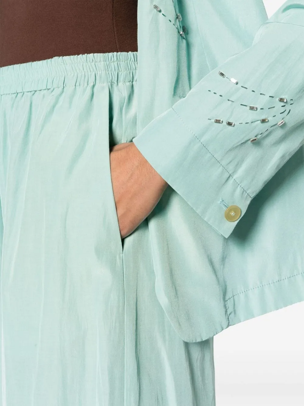 Pantaloni a gamba ampia  in azzurro - donna