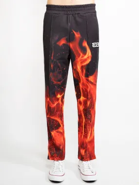 Pantaloni Jogger con Fiamme Rosso