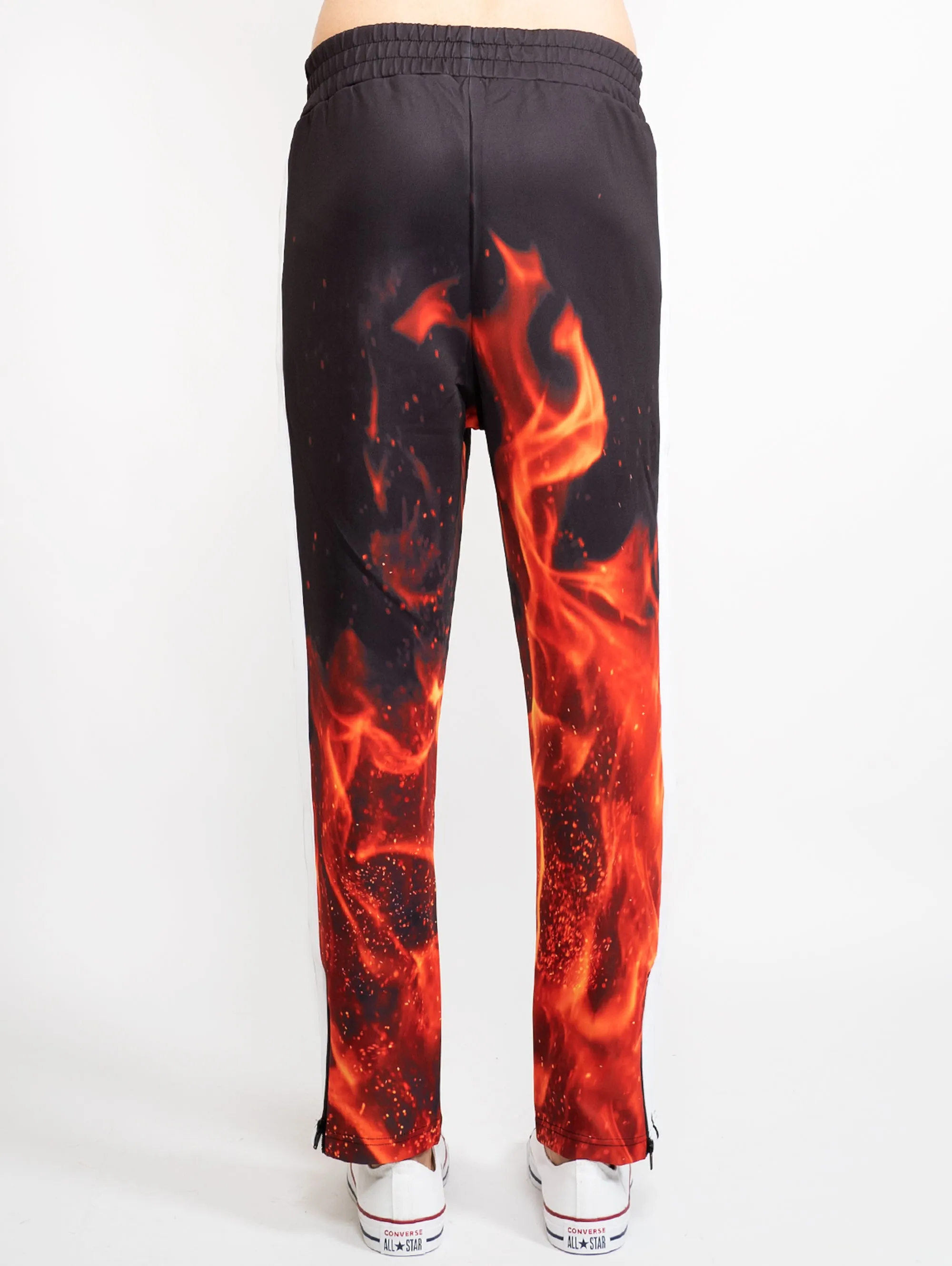 Pantaloni Jogger con Fiamme Rosso