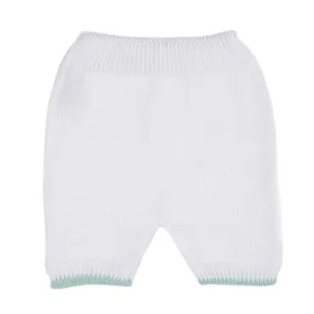 Pantaloni Neonato Bianchi In Maglia Di Cotone