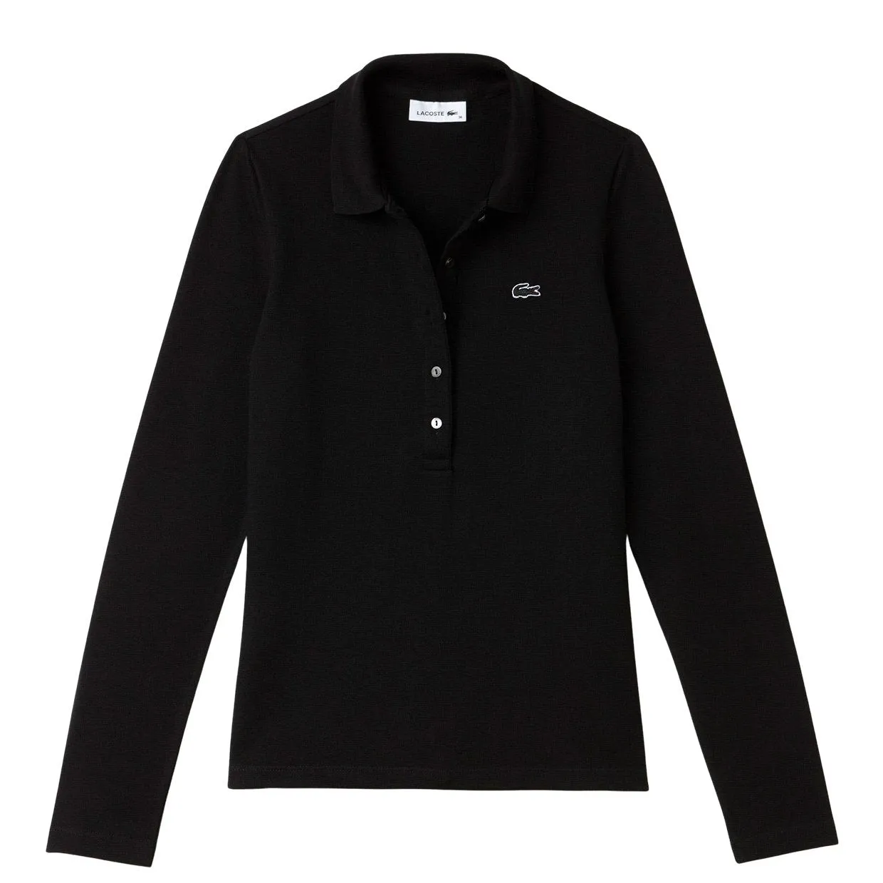 Polo Donna Lacoste Maniche Lunghe Slim Fit Nero