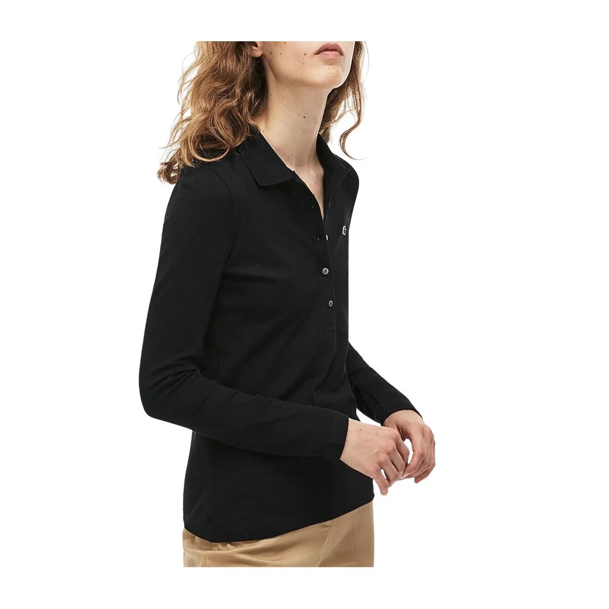 Polo Donna Lacoste Maniche Lunghe Slim Fit Nero