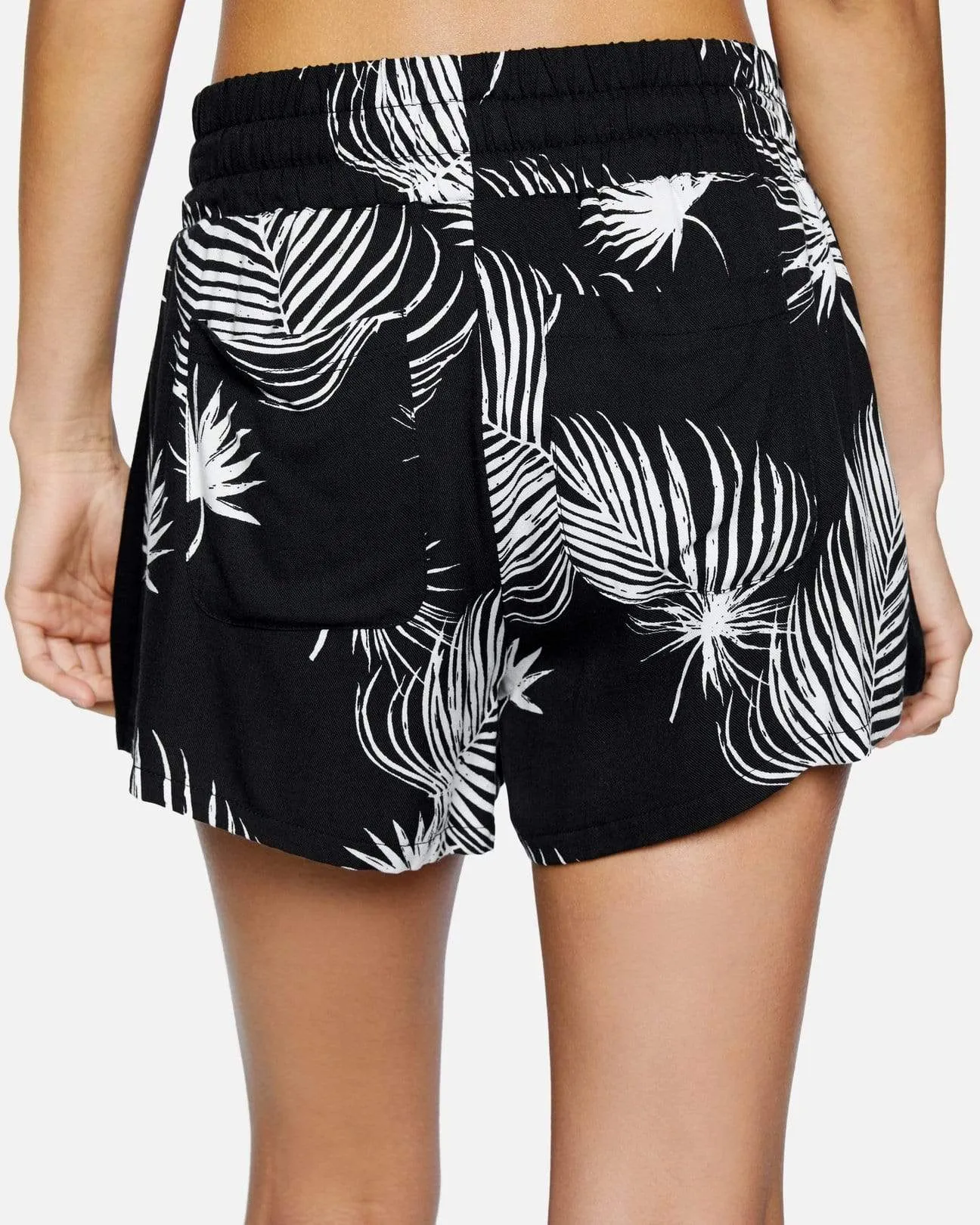 Printed Beach Short Black Palm