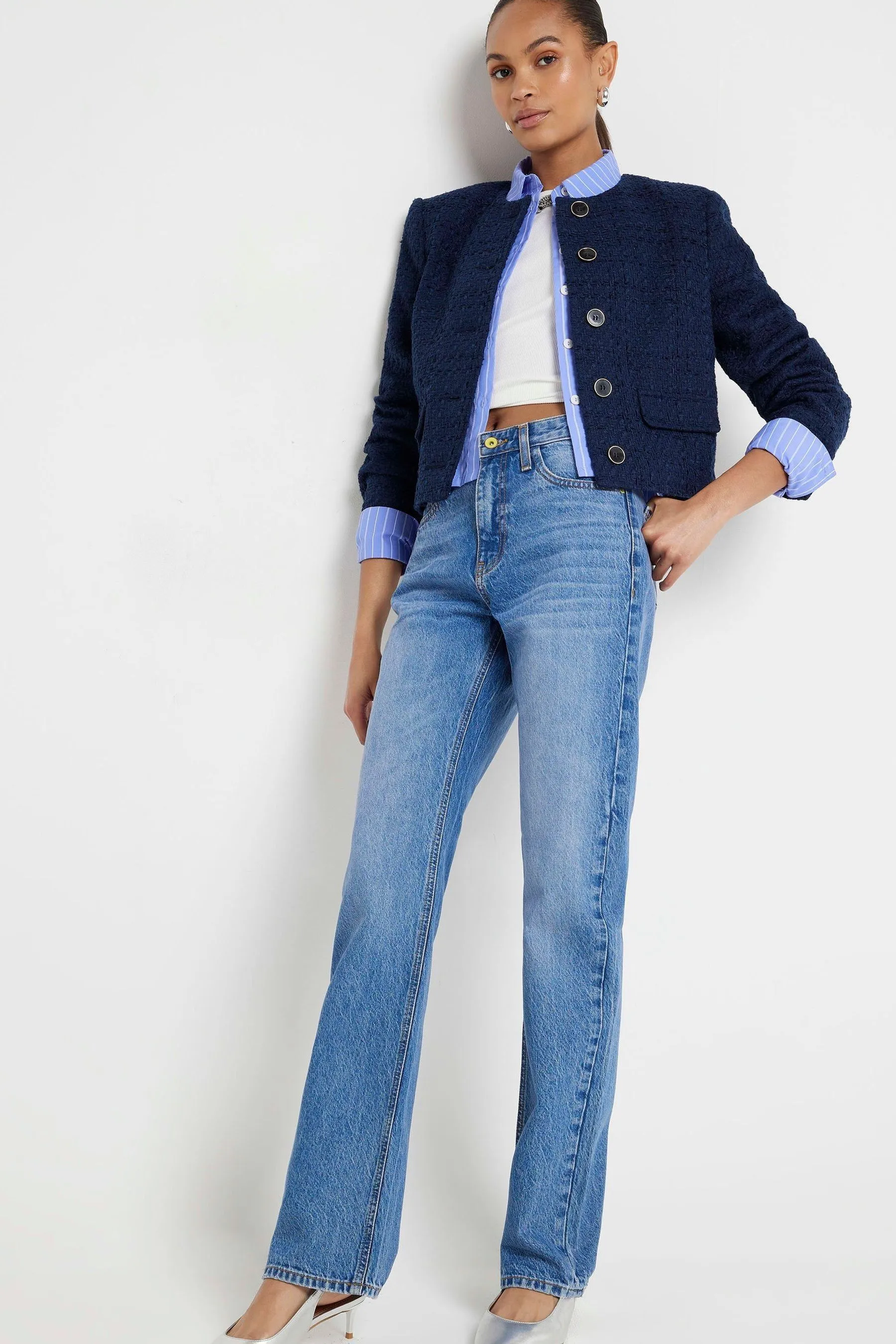 River Island - Pantaloni dritti slim a vita alta Jeans elasticizzati