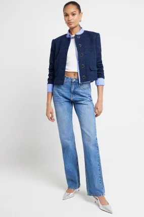 River Island - Pantaloni dritti slim a vita alta Jeans elasticizzati