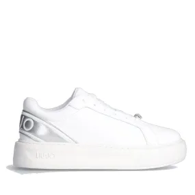 Scarpe Donna LIU JO Kylie 25 Sneakers in Pelle Bianca con Inserto Laminato