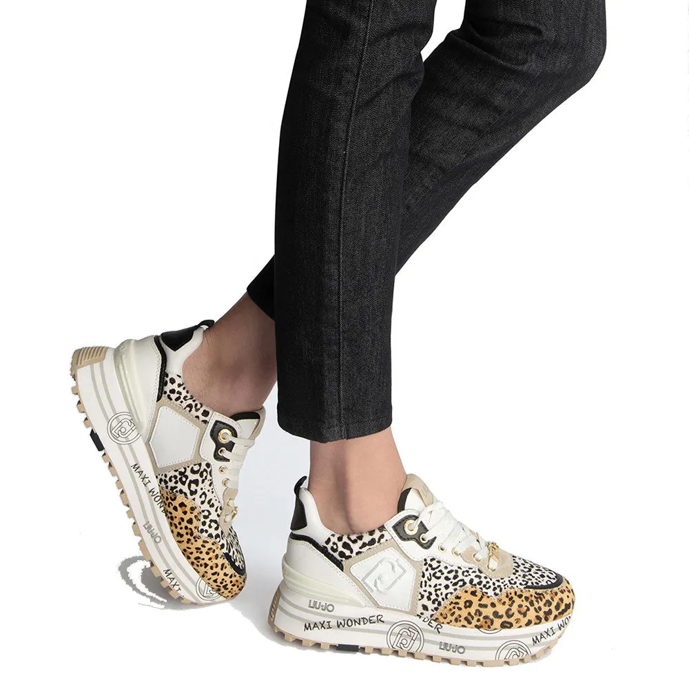 Scarpe Donna LIU JO Maxi Wonder 01 Sneakers Platform in Pelle effetto Pony Animalier