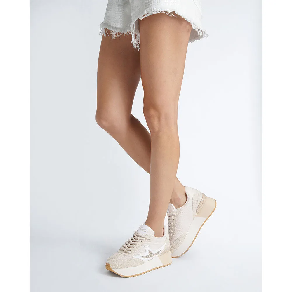 Scarpe Donna LIU JO Sneakers Platform Dreamy 03 in Denim e Brighty Mesh Sand e Light Gold