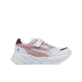 Sneakers bianche e rosa in pelle con strappo