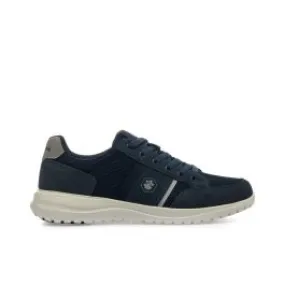 Sneakers blu in pelle con logo laterale