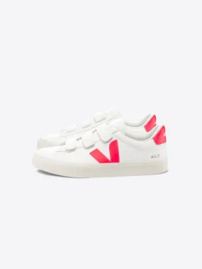 Sneakers in Pelle Chiusa con Strappi Recife Bianco/Rosa Fluo