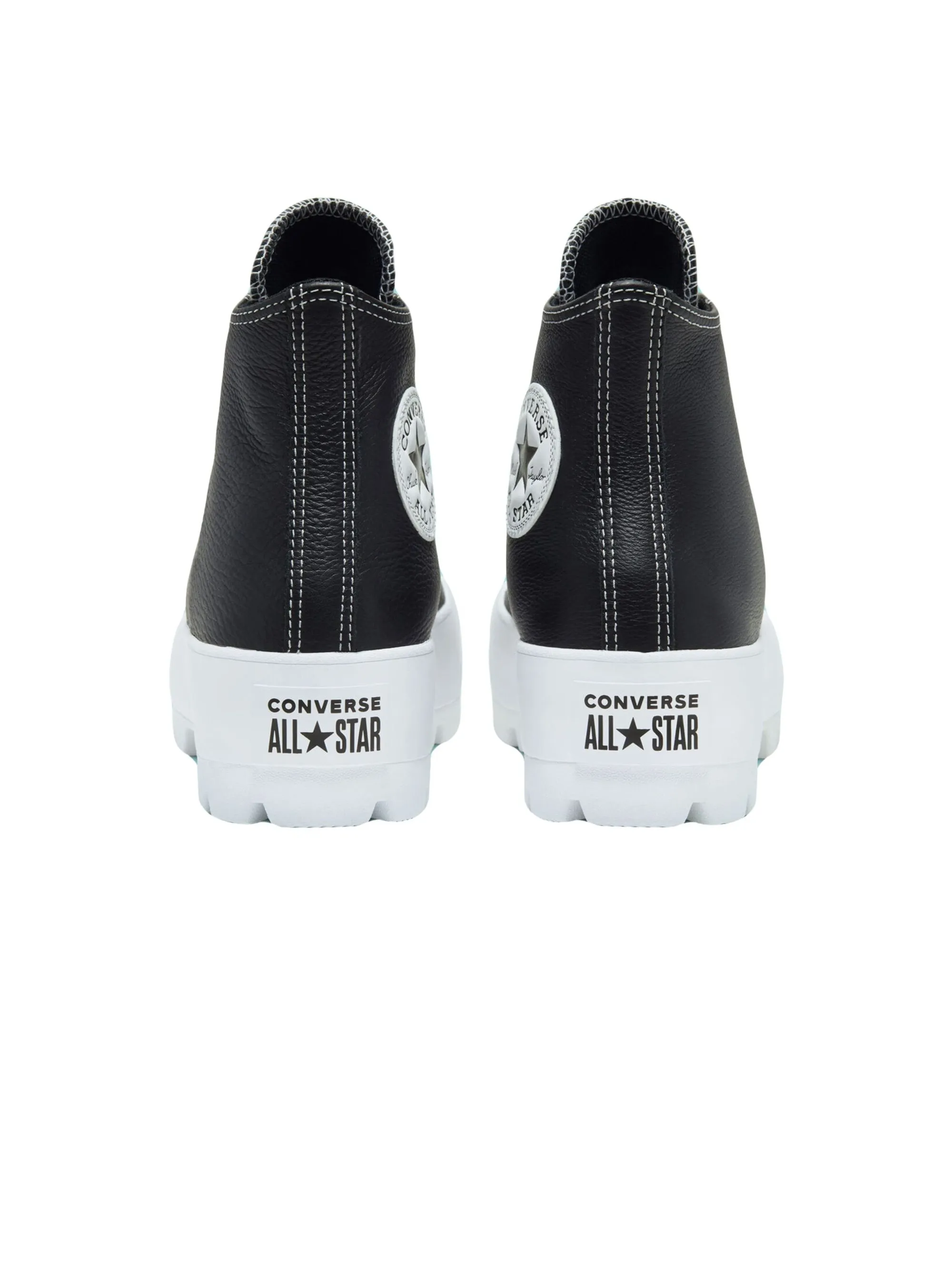 Sneakers in Pelle con Suola Dentellata Nero