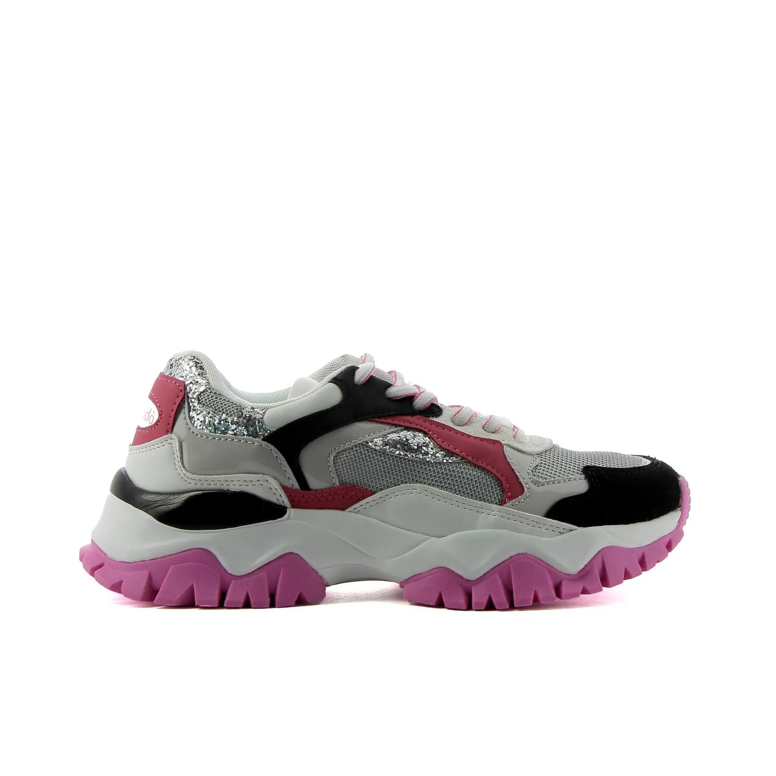 Sneakers nere e fucsia donna con maxi suola