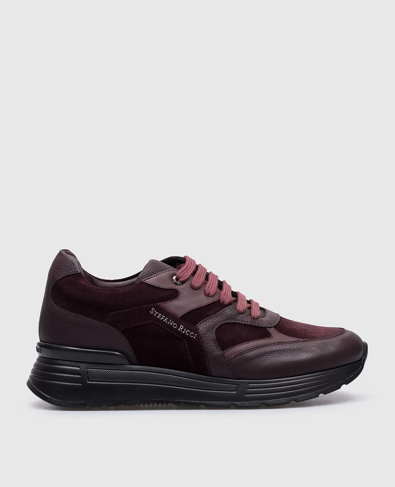 Stefano Ricci Sneakers in pelle bordeaux con logo texture US26EG6534MRSDPW