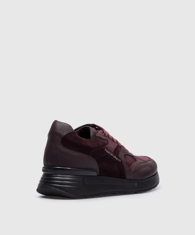 Stefano Ricci Sneakers in pelle bordeaux con logo texture US26EG6534MRSDPW