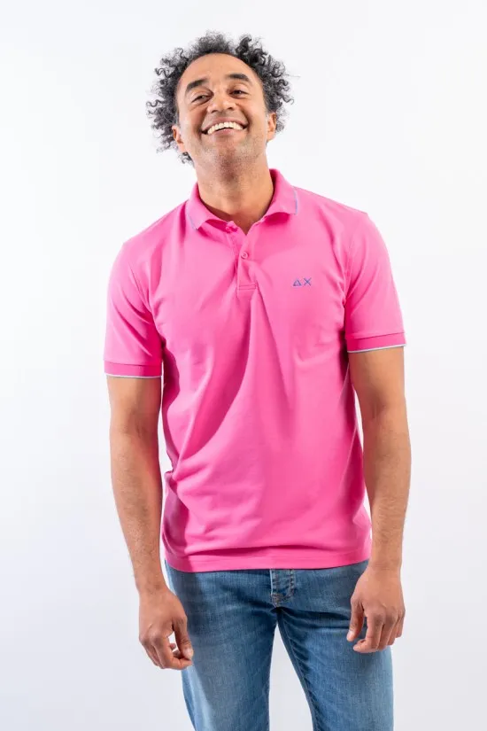 SUN 68 POLO SMALL STRIPES ON COLLAR SS A34113