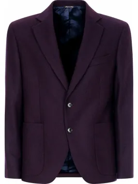 Two Button Jacket Tweed Wool Burgundy