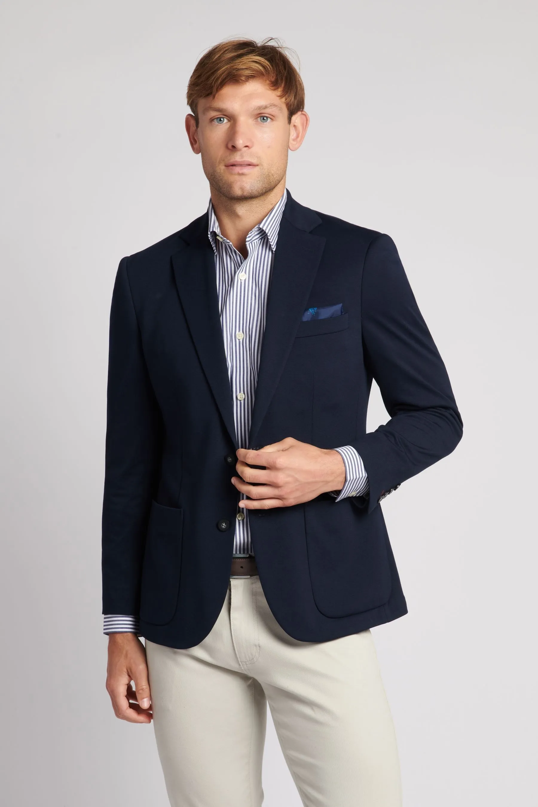 U.S. Polo Assn. Uomo Blu - blazer in jersey tinta unita Giacca