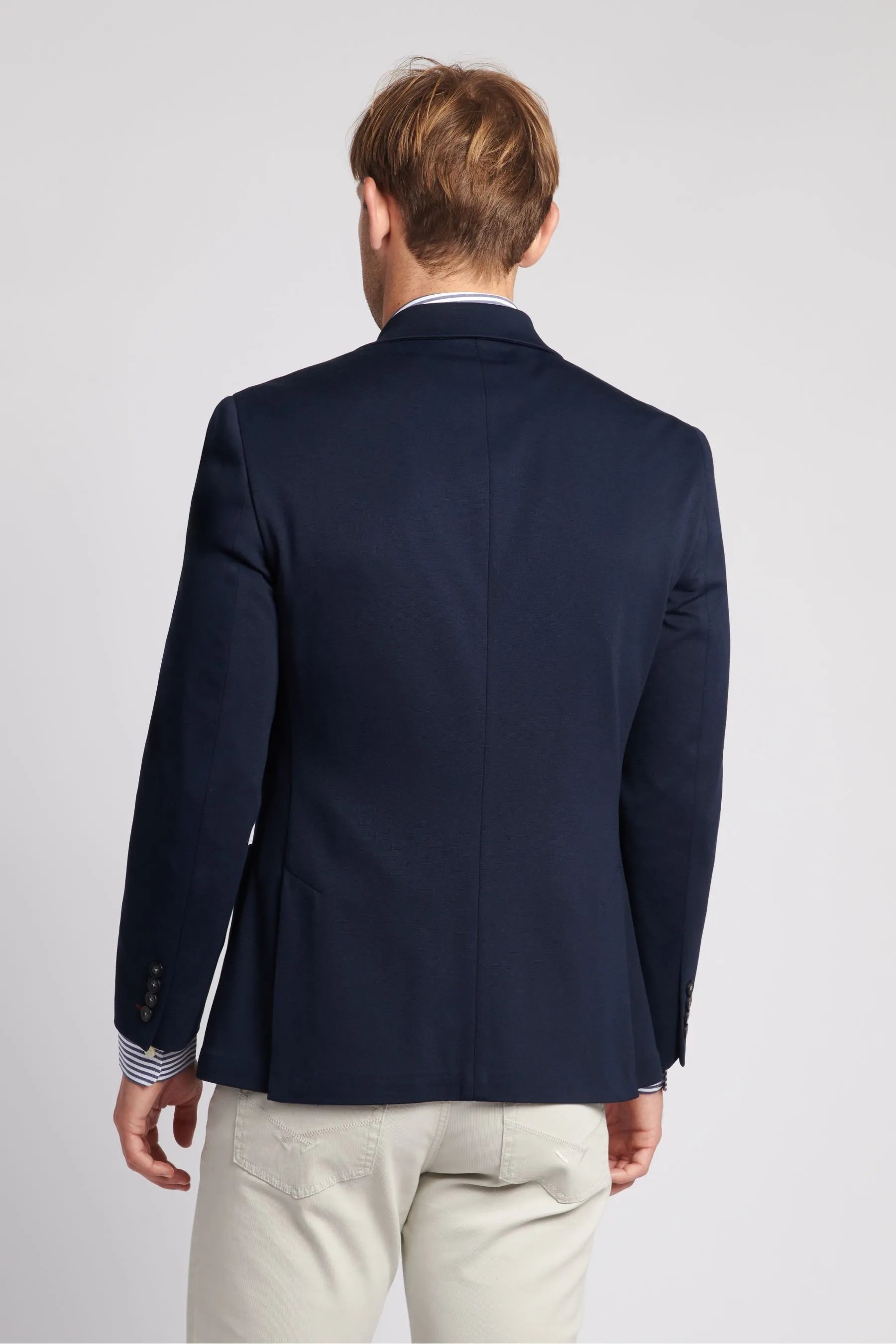 U.S. Polo Assn. Uomo Blu - blazer in jersey tinta unita Giacca