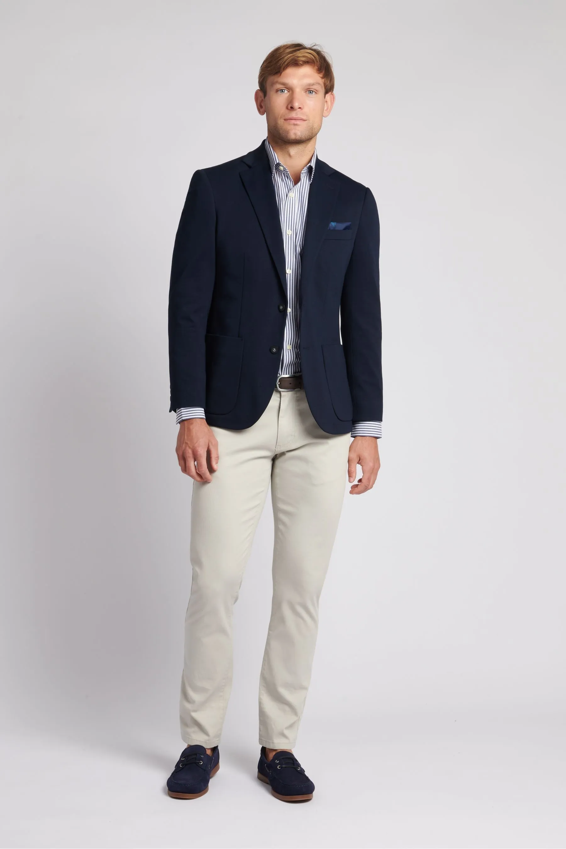 U.S. Polo Assn. Uomo Blu - blazer in jersey tinta unita Giacca