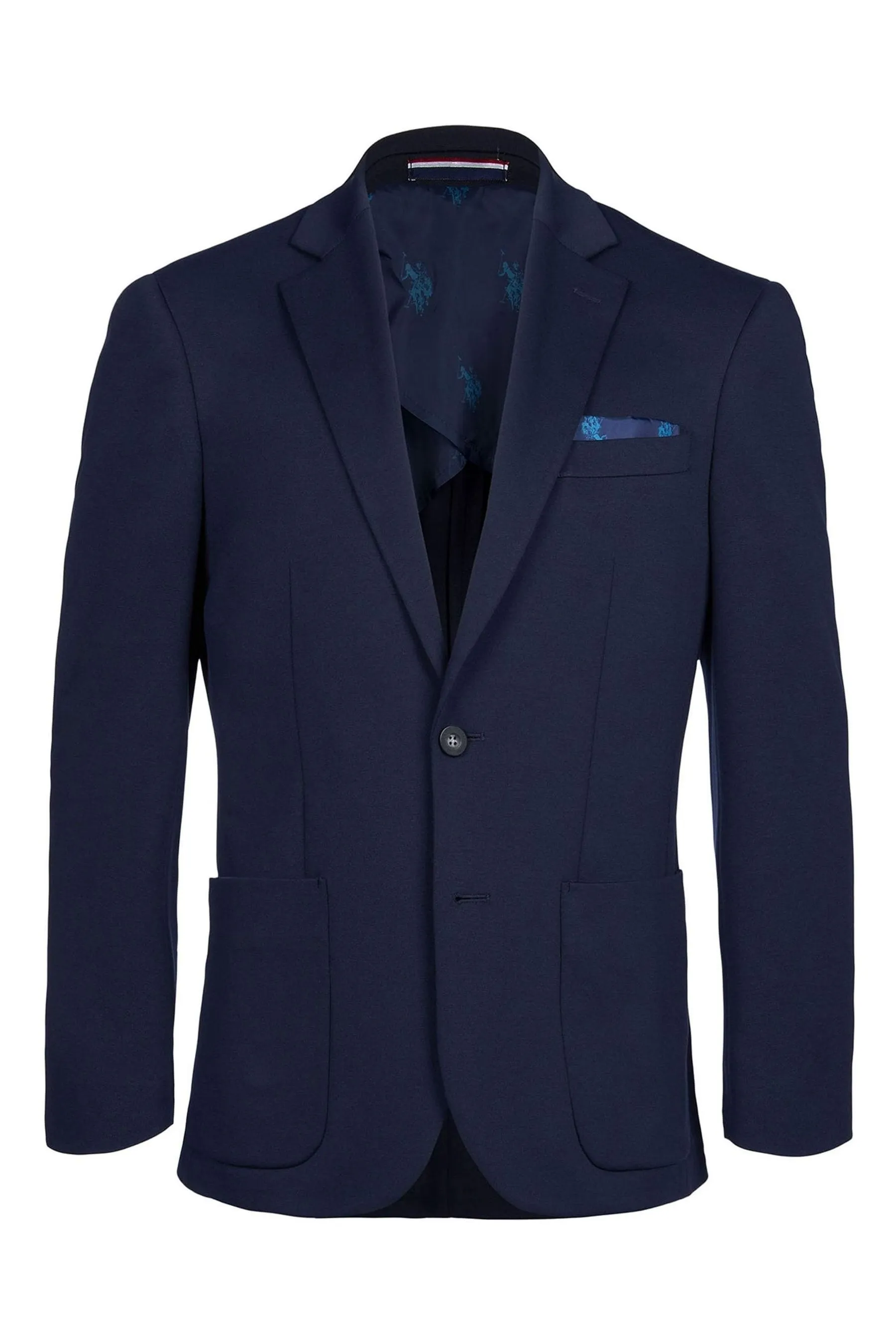 U.S. Polo Assn. Uomo Blu - blazer in jersey tinta unita Giacca